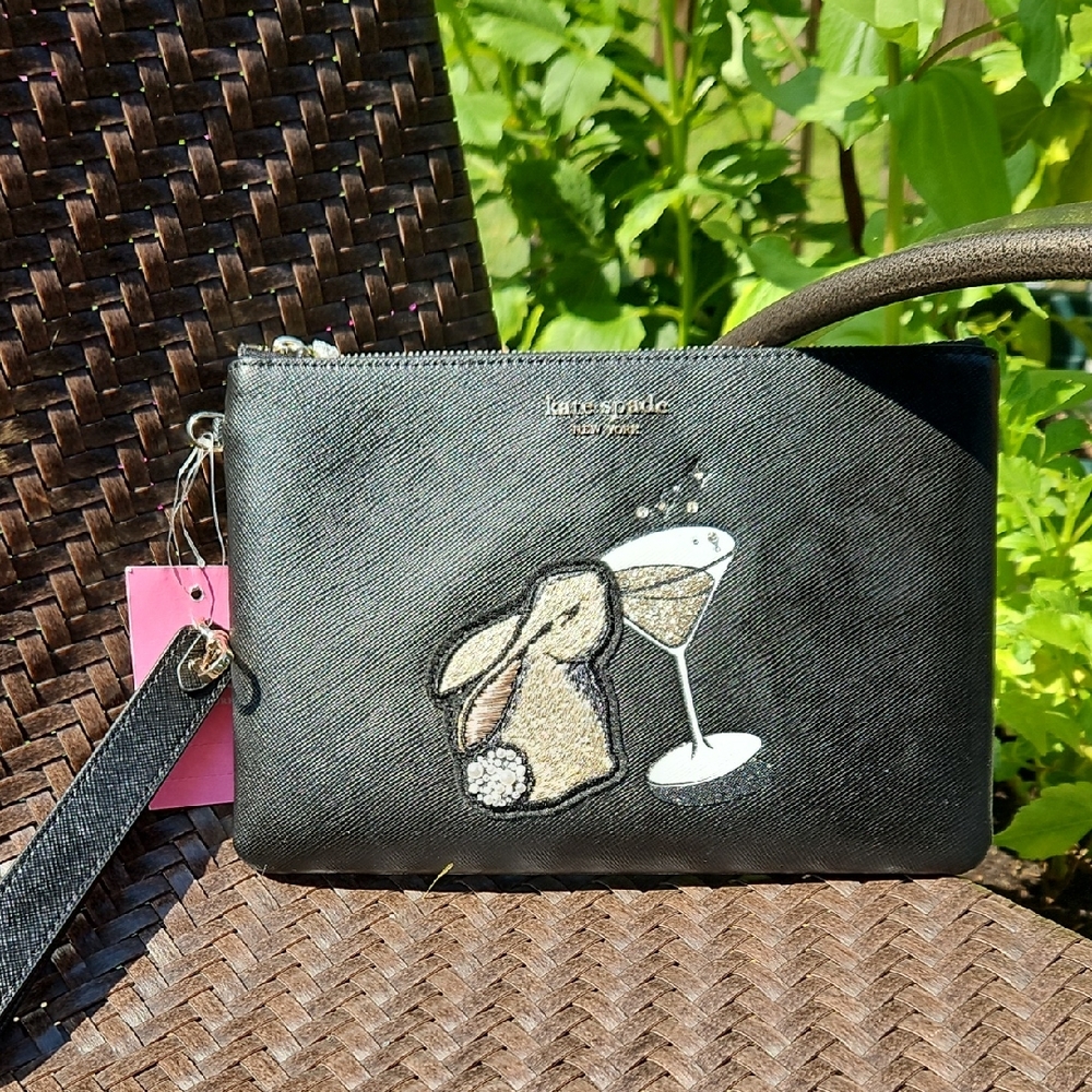 Kate Spade Black and Tan Bun Bun Bunny Wristlet 🌟NWT🌟